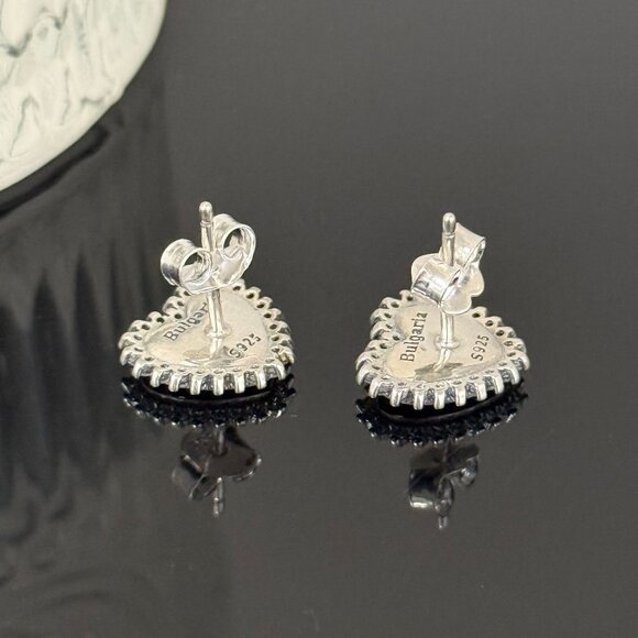 Bulgaria Flag Earrings Heart bling S925 Sterling Silver Handmade Ear Stud - Picture 3 of 4